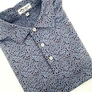 Peter Millar Summer Comfort Polo Shirt Men's L Purple Golf Cocktail Print AOP